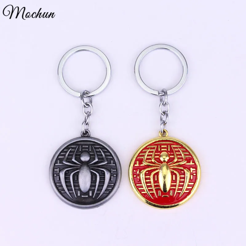 

MQCHUN Marvel Hero Keyring The Avengers The Amazing Spiderman Round Keychains Spider Man Peter Parker For Fans Collection