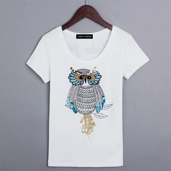 

Summer new style women's wear in the summer of the owl animal design casual short sleeve T-shirt.