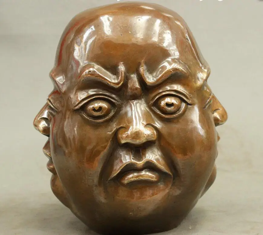 

wan67104079+++Folk China Bronze Copper Buddhism 4 Face Xi Nu Ai Le Maitreya Buddha Statue