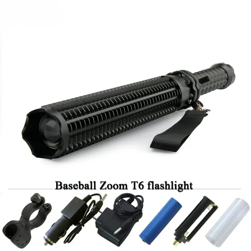 

2018 New Powerful LED tactical Flashlight tactical CREE XML T6 LED Baseball Bat Self defense Torch Lamp linternas with battery