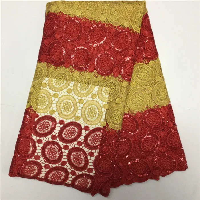 

Luxury double color African chemical water soluble lace fabric with sequins cord lace material for sewing EWP13(5yards/lot)