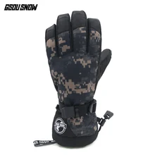 GSOU SNOW Winter Ski Gloves Men Colorful Warmth Camouflage Snowboard Gloves 30 Degree Outdoor Waterproof Male