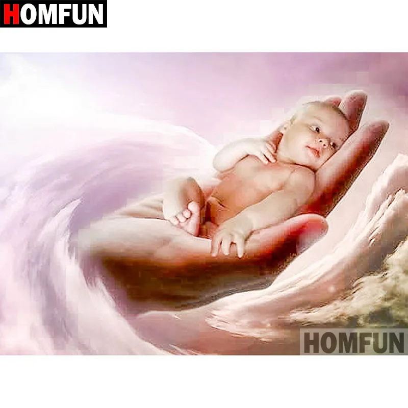 Алмазная живопись HOMFUN Baby wave картина из квадратных/круглых страз сделай сам