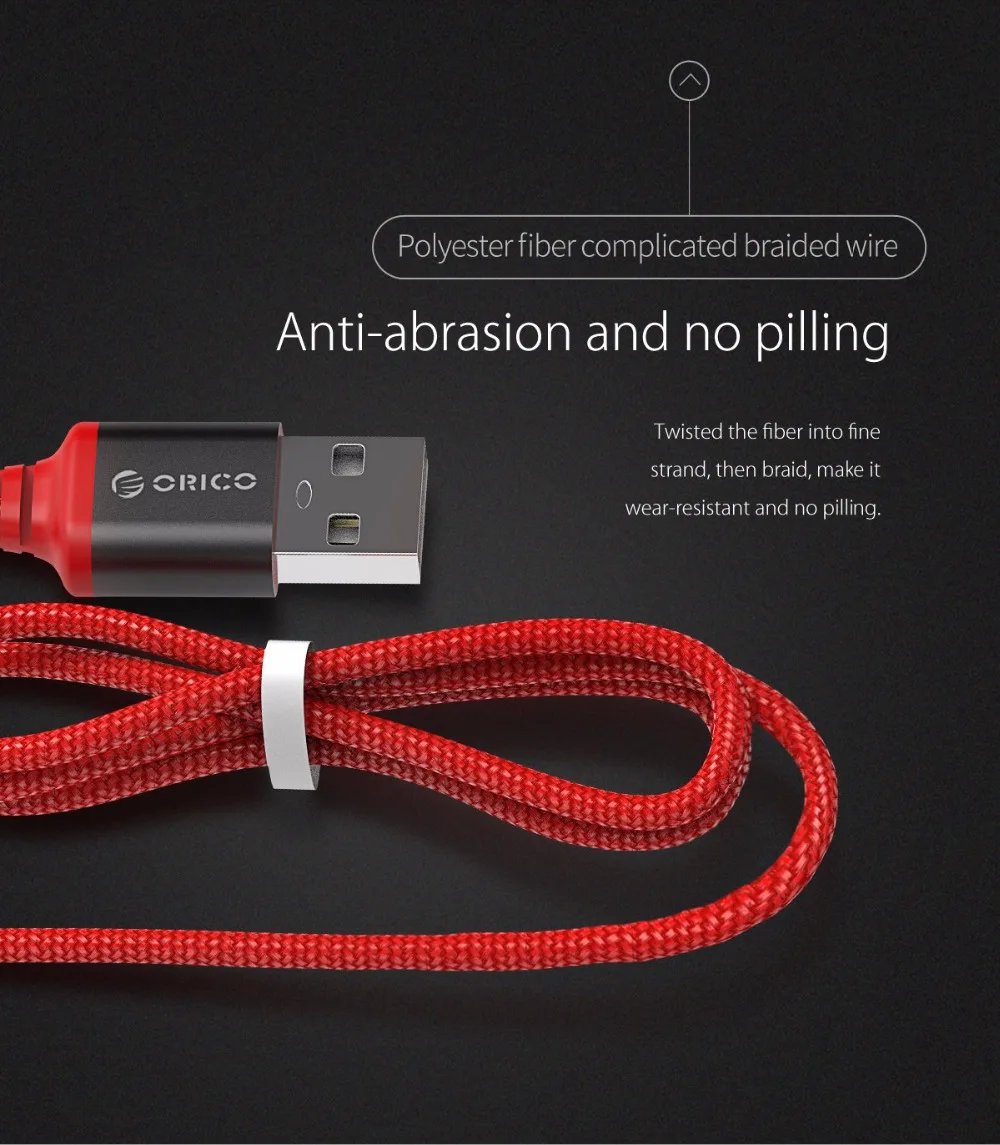 ORICO USB кабель Scharge Micro-USB-A кабель 1 м/3 фута зарядный шнур черный/красный кабель синхронизации для смартфонов и планшетов