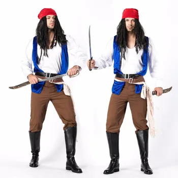 

Happy Island 2020 Newest Pirates of the Caribbean Halloween Cosplay Costumes for Men Party Fancy Dress Games Costume Boy