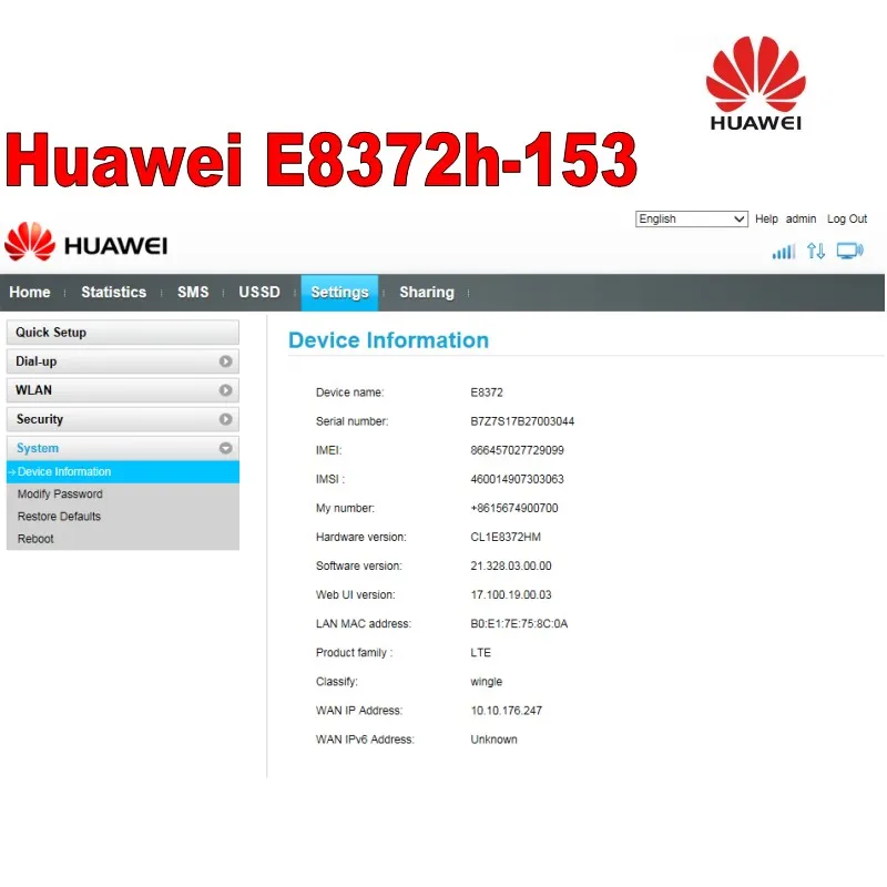 Разблокированный huawei E8372 E8372h-153 4g usb модем wifi 150 Мбит/с 4G антенной 49dbi