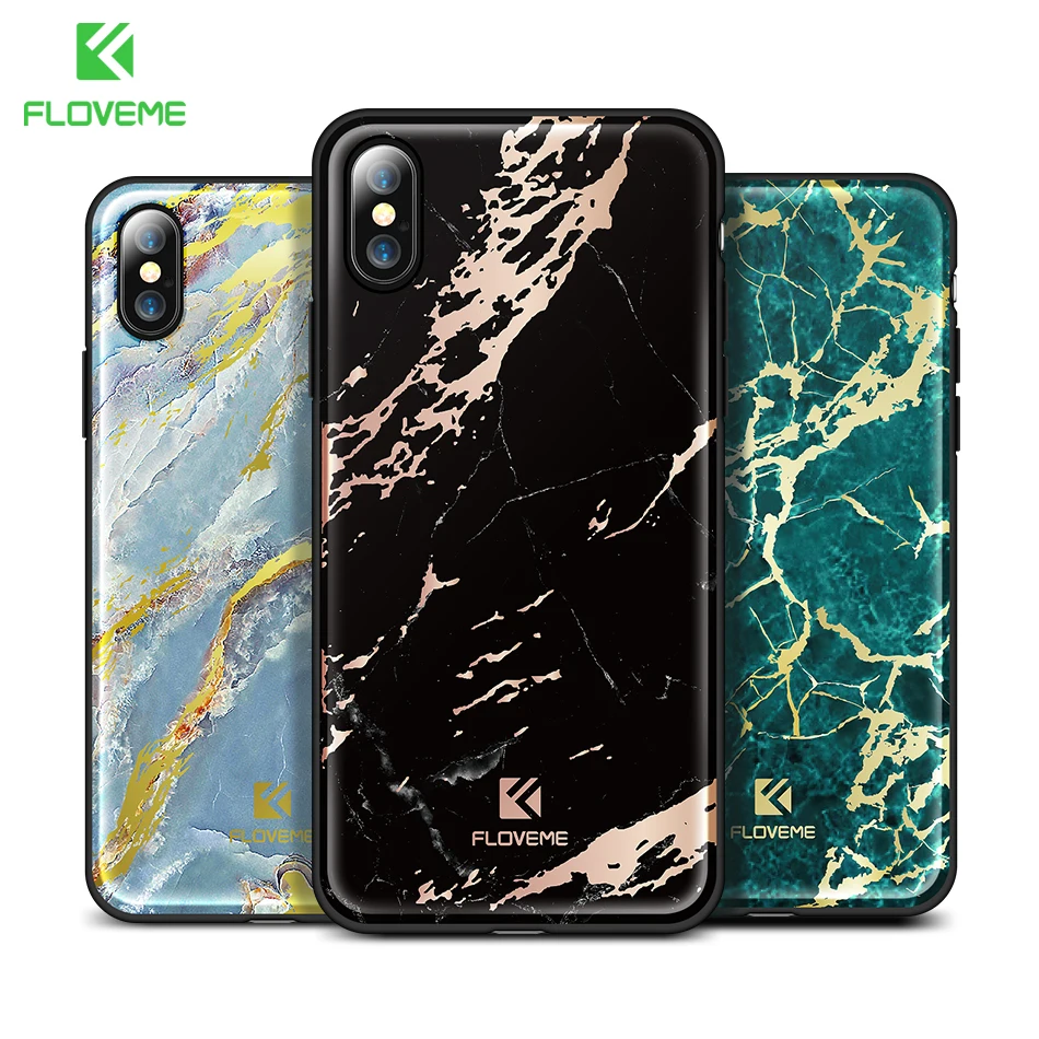 FLOVEME Colorful Marble Case for iPhone X Luxury Silicon
