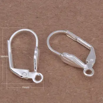 

30PCS Fine Jewellery Components Genuine Silver Color Handmade Beadings Findings Earring Hooks Leverback Earwire Fittings