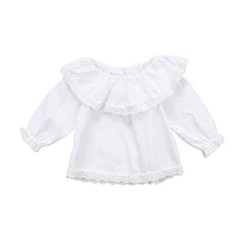 Кружевные топы с длинными рукавами и рюшами для новорожденных девочек, футболки, милая рубашка, одежда