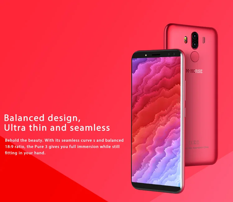 M-HORSE PURE 3 4GB RAM 64GB ROM Helio P23 MTK6763 2.0GHz Octa Core 5.7 Inch IPS Full Screen Quad Camera Android 7.1 4G LTE Smartphone