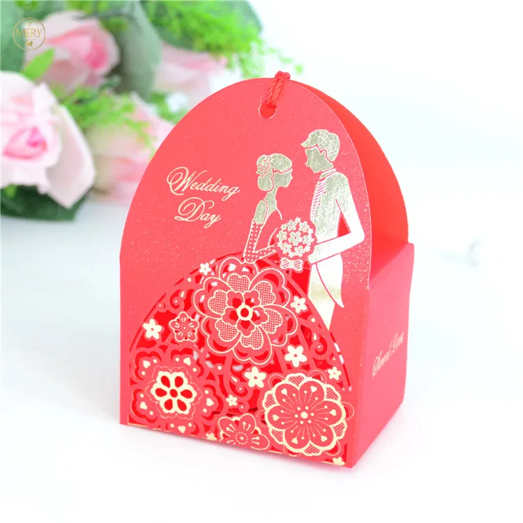 Невесты и жениха лазерной резки тисненые роскошные коробки для свадебных тортов