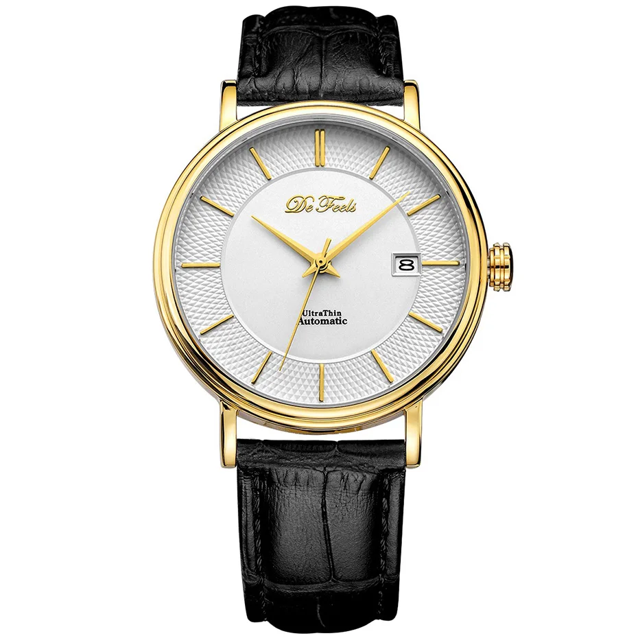 دي يشعر Movt ميوتا 9015 الرجال التلقائي ساعات آلية مع العلامة التجارية الفاخرة الياقوت الزجاج و الجلود حزام Relogio Masculino