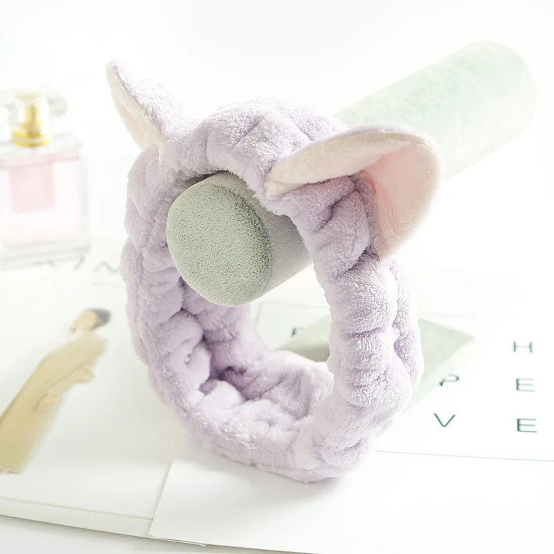 

women Fleece cat ear Headband For Washing Face Makeup Bath Mask Spa Hairband Elastic Soft Turban Hair Accessories