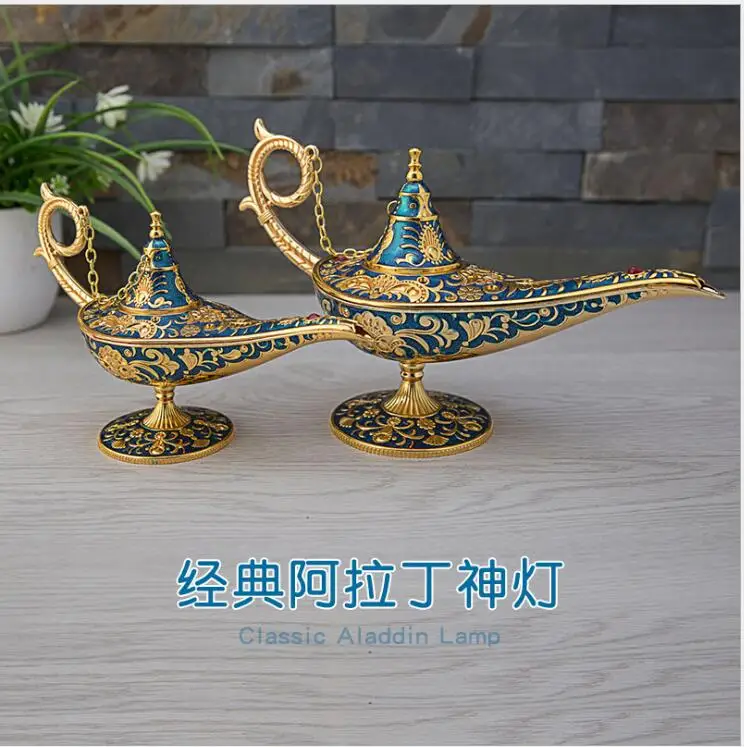 

Large /medium size Tale Aladding Magic Lamp Tea Pot Genie Lamp Vintage Retro Toy For Home Decor Ornaments A38
