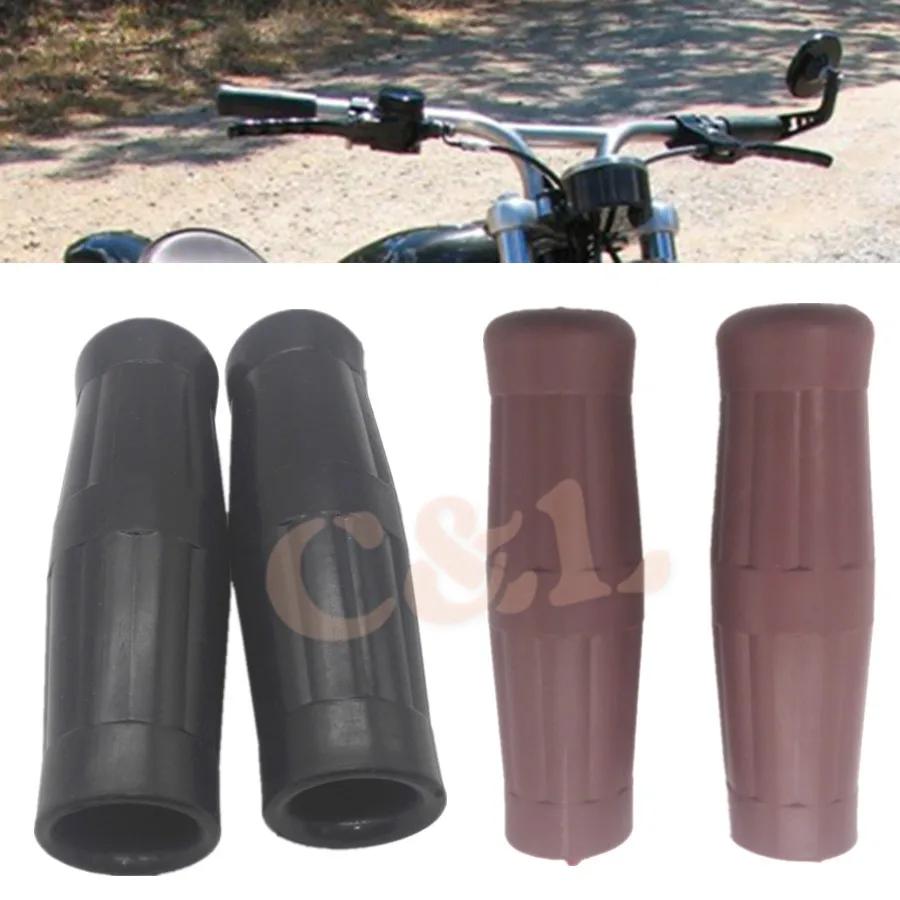 Black Universal 7/8" 22mm Bar Motorcycle Rubber Vintage Coke Bottle Handlebar Ha