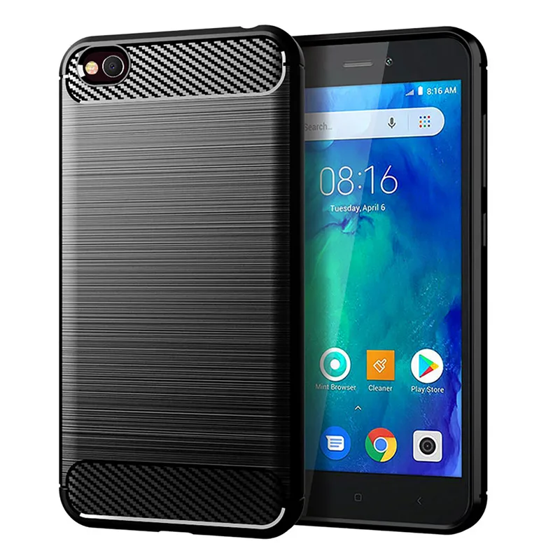 

For Xiaomi Redmi Go Case Rugged Armor Soft Silicone Back Cover Carbon Fiber Texture Brushed Phone Capa for Redmi Go Coque (L0308