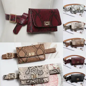 

2019 Summer New Women Waist Fanny Pack Belt Bag Pouch Travel Hip Bum Bag Women Small Snake Skin Purse