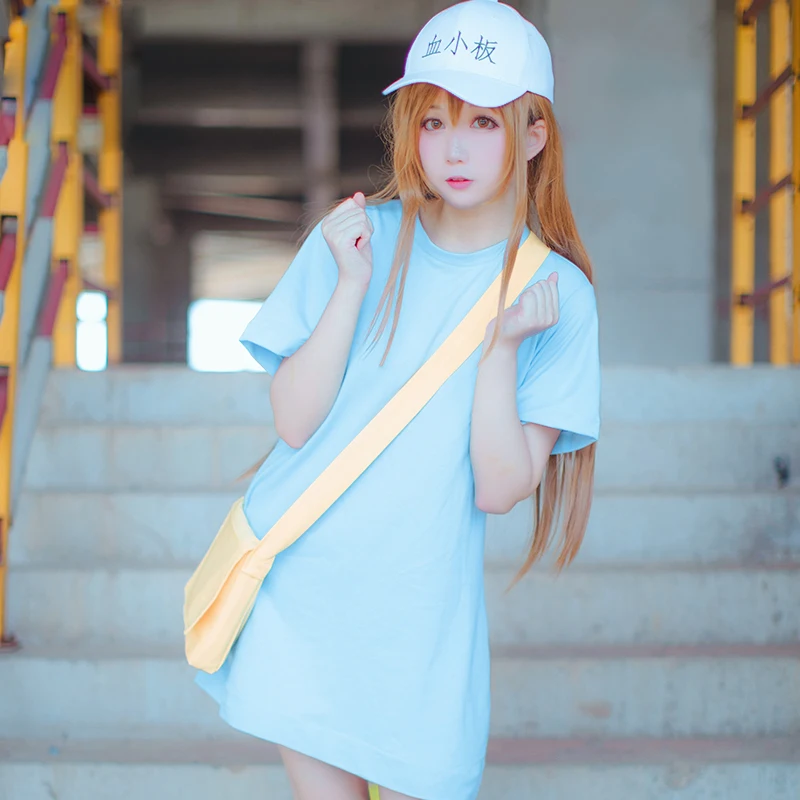 

Cells at Work Cosplay Costume Platelet Cosplay Women New Anime Hataraku Saibou Colsplay T-Shirt Hat for Girls