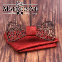 Mahoosyve деревянный полый резной дизайн вырезанный деревянный галстук-бабочка галстуки для мужчин свадебные костюмы деревянные бабочки формы бабочки Bowknots галстук-бабочка