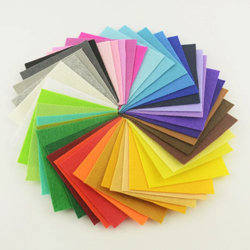 

40 colors/lot 15CMX15CM Felt Fabric,Polyester,Non-woven Felt,1 MM Thick,Handmade fabric Kindergarten creative DIY materials