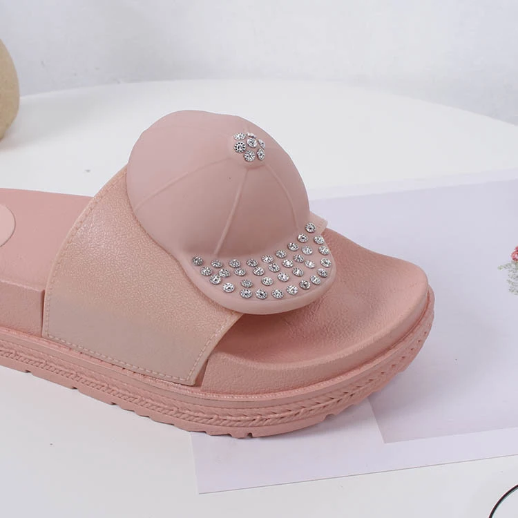 

EABXZ Lovely Hat Women Slides Beach Shoes Women Flat Heels Flip Flops Barefoot Slippers Zapatillas Mujer shoes woman
