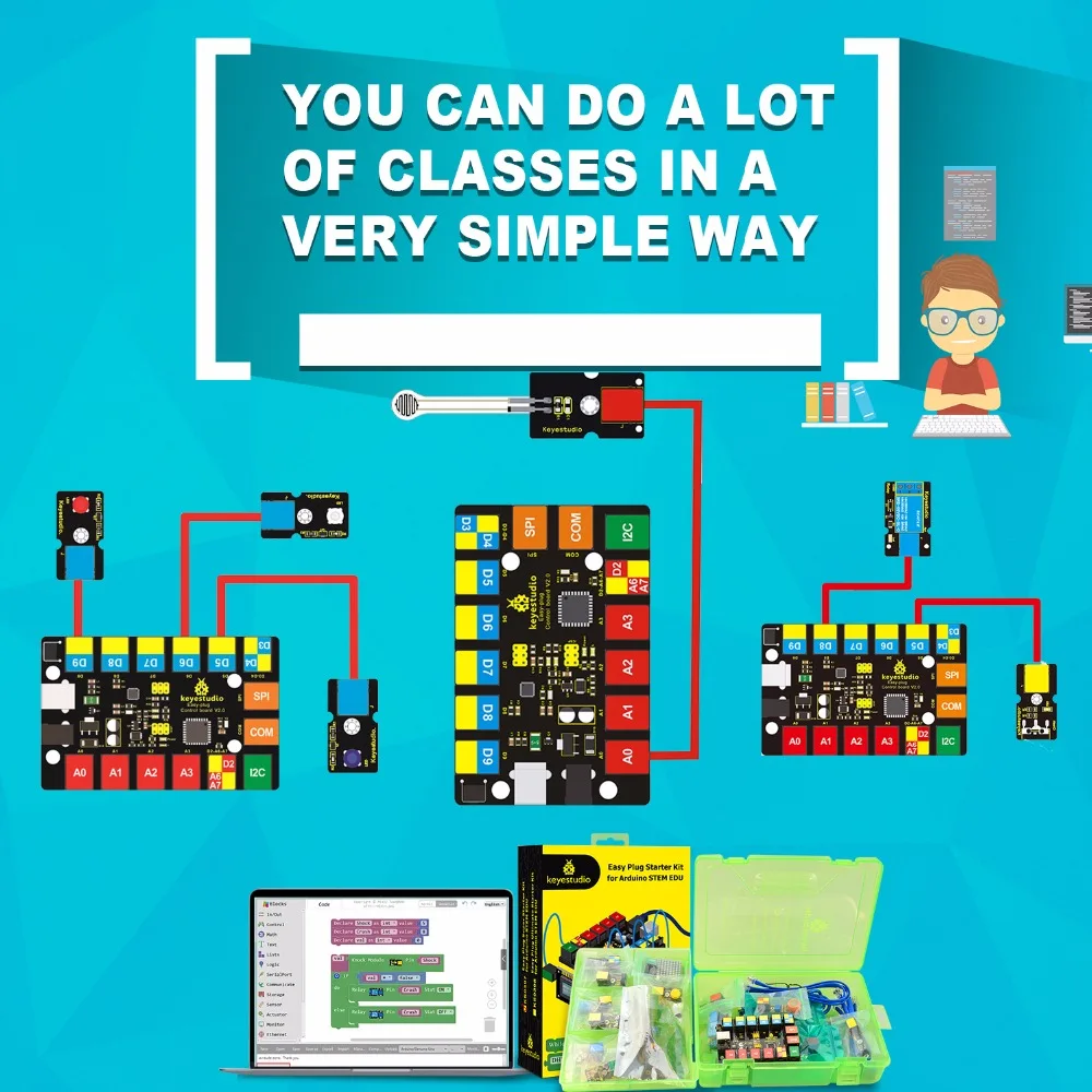Новинка 2019! Keyestudio EASY PLUG RJ11 супер стартовый Обучающий набор для Arduino STEM EDU/совместим