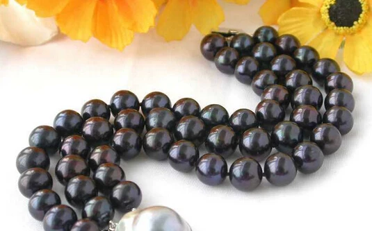

xiuli 00602 3row 10-11mm Tahitian black freshwater pearl bracelet mabe silver