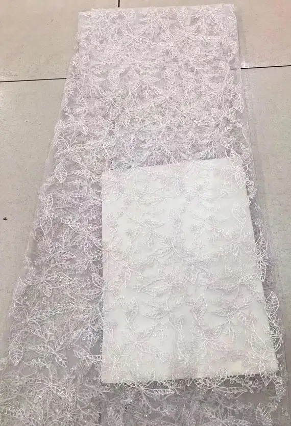 Buy 5yards off white bead lace fabric, bridal lace