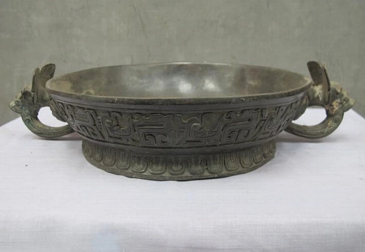 

wholesale factory Chinese regius Pure bronze Manual-carved beast veins Foo Dog Fruit bowl Plate