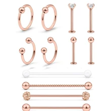 JUNLOWPY 1-10 шт нержавеющая сталь Промышленная Штанга пирсинга хрящей спирали серьги на Козелок Нос Обруч перегородка кольца ювелирные изделия для тела