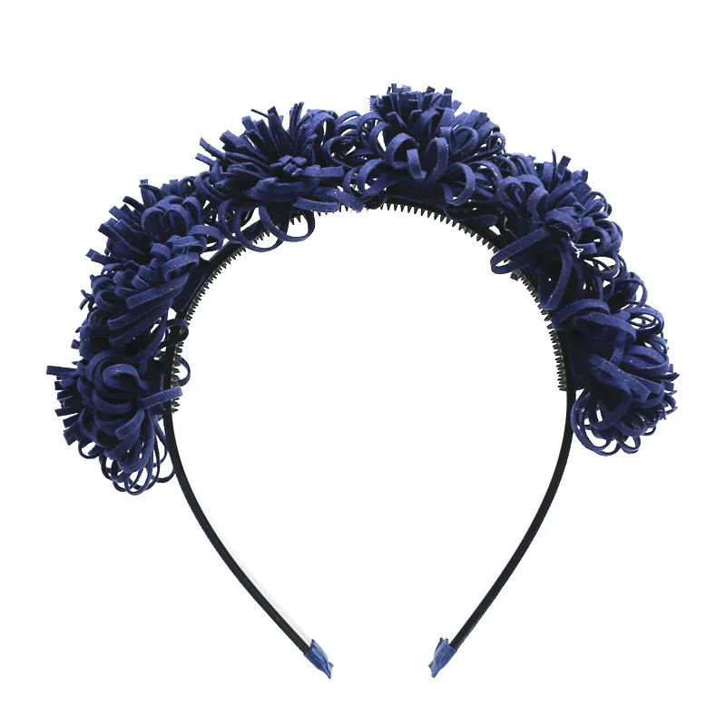 2018 г. модные замшевые tessal цветок полный Глава hairband дети мода аксессуары для волос полосе с коликами зубы