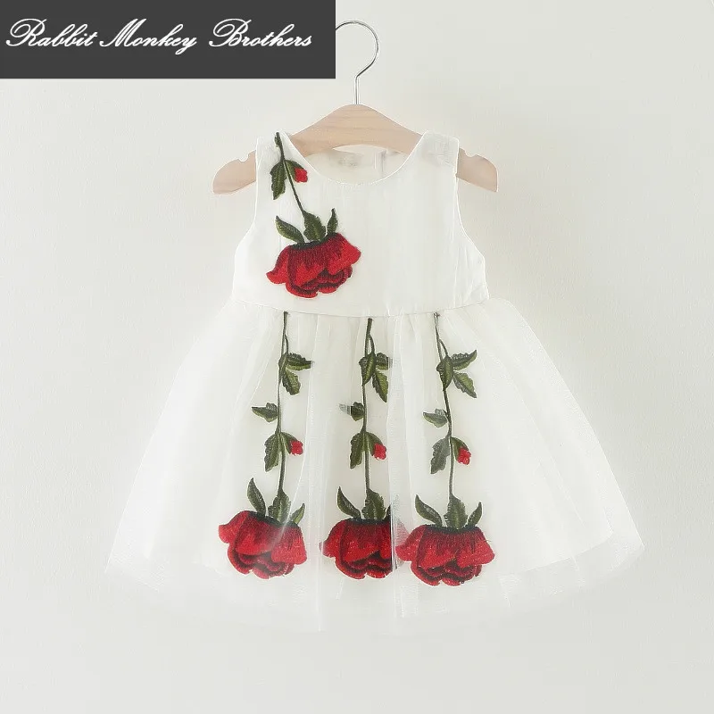 

Baby clothes girls summer dresses 2017 new children clothing baby kids rose flower vest princess dress for baby girl kidswear