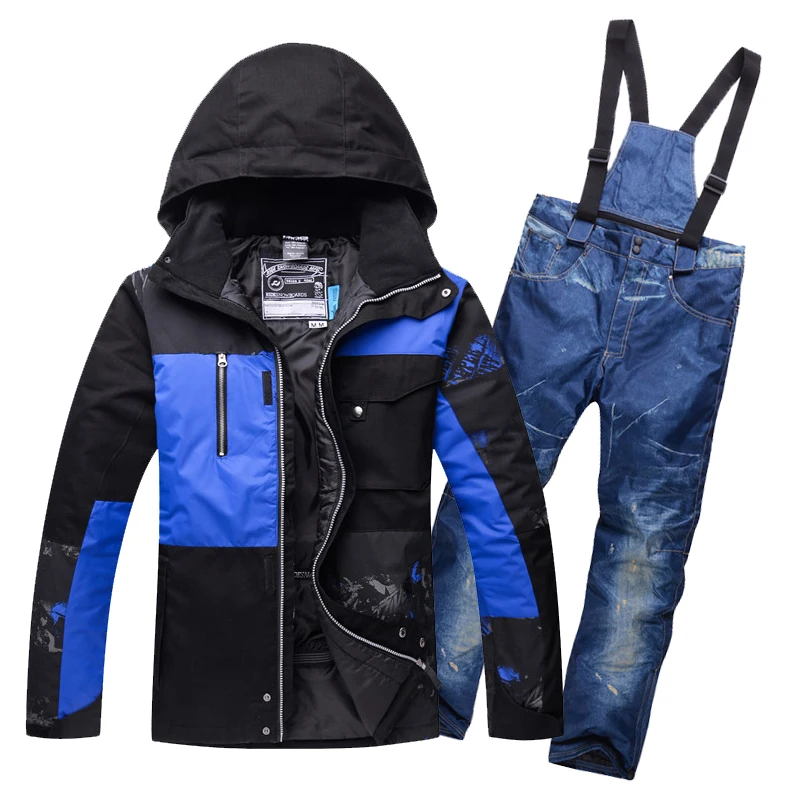 Ski Suit Men Waterproof Thermal Snowboard Fleece Jacket + Pants Male Mountain skiing and snowboarding Winter Snow Clothes Set