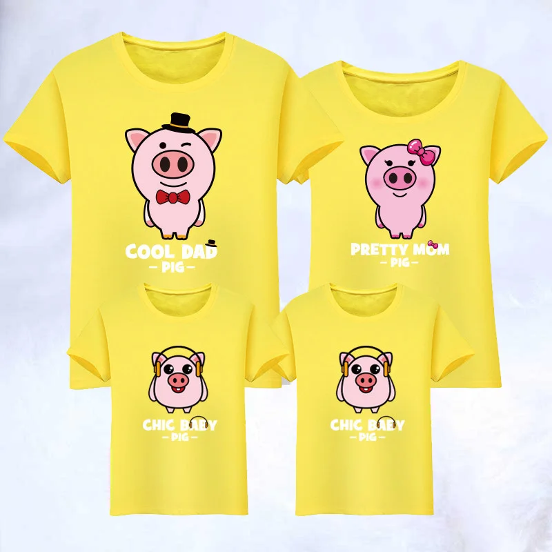 

Matching Men Women Kids Short Family T-Shirts Matching Clothing Family Outfits Family 2019 Christmas Gift Pig Quality Cotton