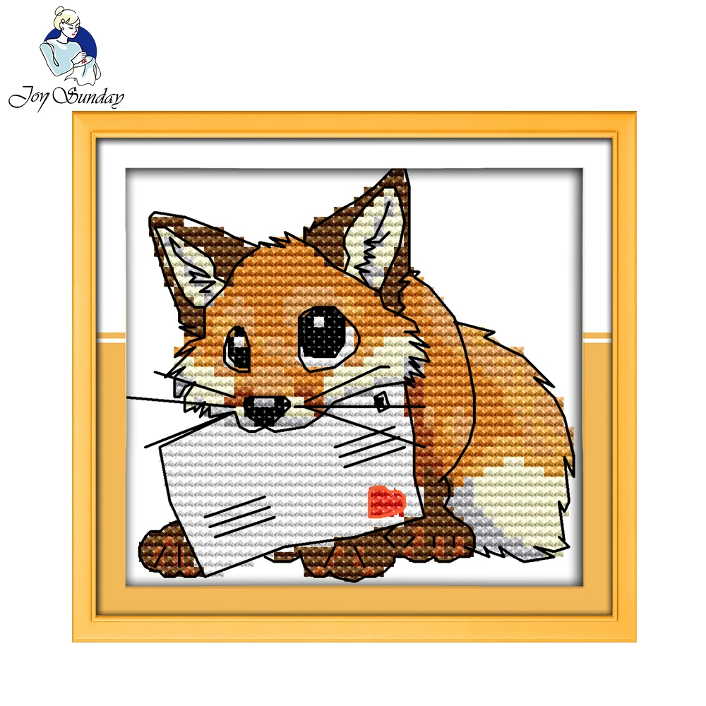 

Joy sunday animal style Delivering the letter mini dog cross stitch pattern embroidery kits for kids animals painting