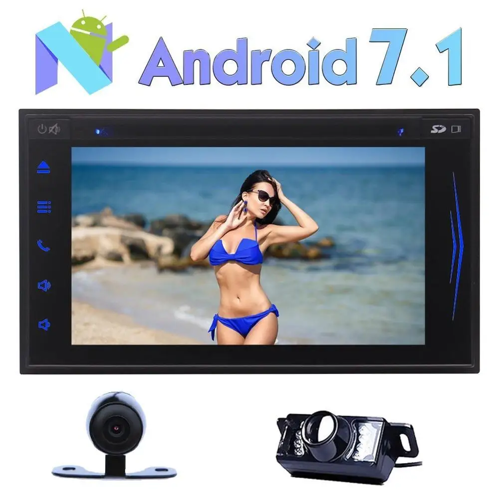 Eincar передние и задние Камера + 2 Din Android 7 1 автомобильный стерео в тире головное