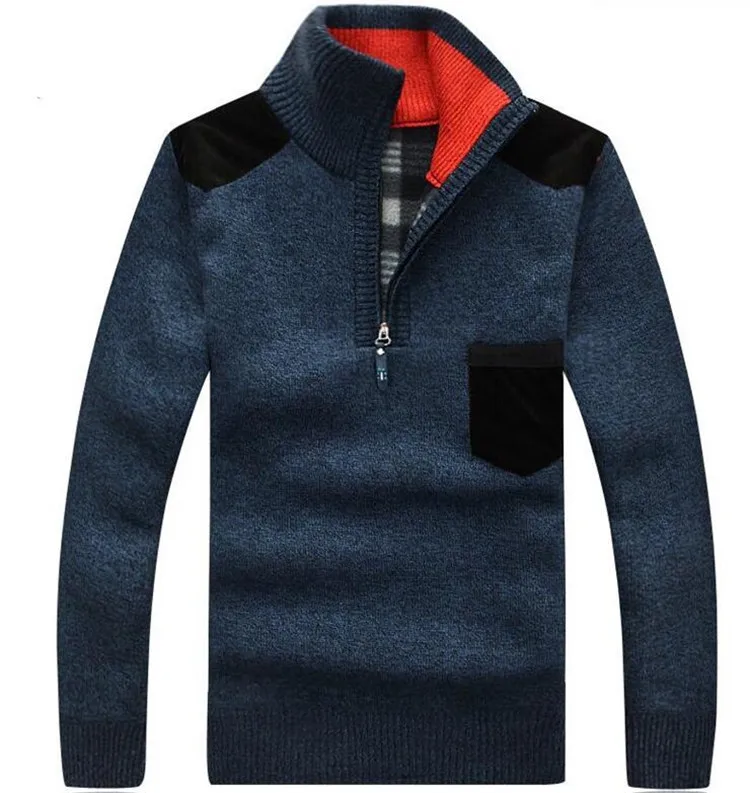 Мода 2019 Зима Новое поступление плотные теплые панельные Свитера Мужская водолазка свитер одежда вязаный пуловер 6 Colos молнии