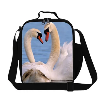 

Animal Print Insulated Lunch Bag For Kindergarten Swan Bag Picnic Bag With Zip Portable Student Meal Package Children Lunchbox