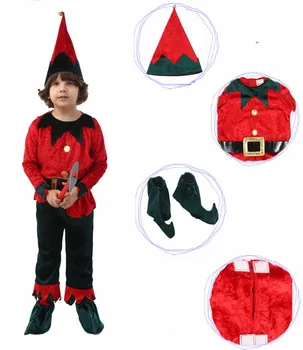 

Christmas Costume Elf Children Girls Boys Dwarfs Playful Holiday Christmas Party Christmas Dress Cosplay Costume Fancy Dress