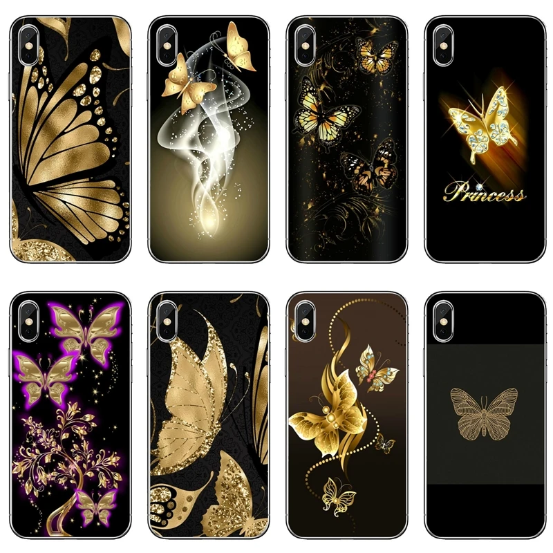 

golden butterfly Luxury princess For Samsung Galaxy S10 S9 S8 S7 S6 edge Plus Lite S5 S4 mini Note 9 8 5 4 TPU Soft phone case