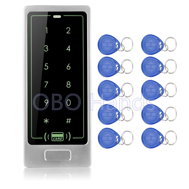 

Free Shipping Touch Metal Access Control keypad RFID Card Reader Door Lock Access Control System C10 Silver Model+10 Keyfobs