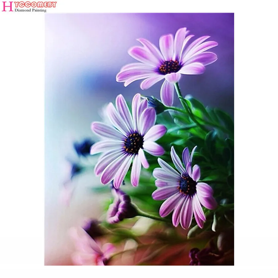 

New Beautiful Purple Flower Diy 5D Diamond Painting Embroidery Cross Stitch Full Diamond Mosaic Picture Pasted Needlework Decor