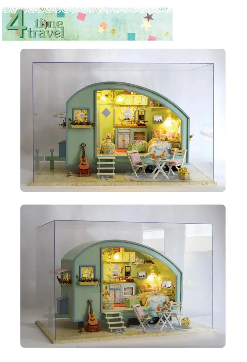 DIY деревянный кукольный дом кукольные домики миниатюрная кукольная мебель набор игрушек для детей подарок время путешествия A-016