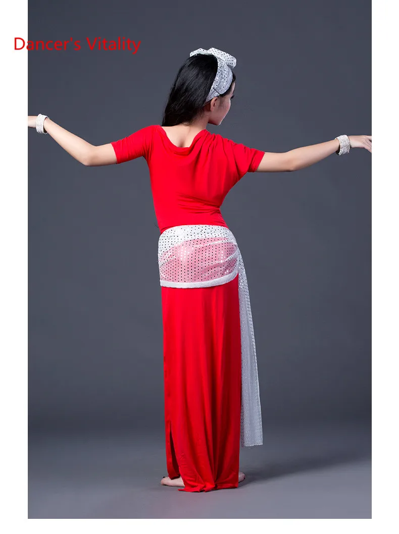 Профессиональные девушки танец живота костюм комплект короткий рукав платье модальный платье Дизайн Производительность Танец живота