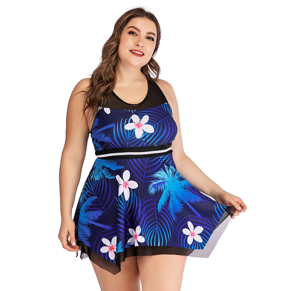 

New BIKINI Plus Size Swimwear Women Swimsuit High Waist Europe and America print Two Pieces Skirt Beachwear bahting suits S-5XL