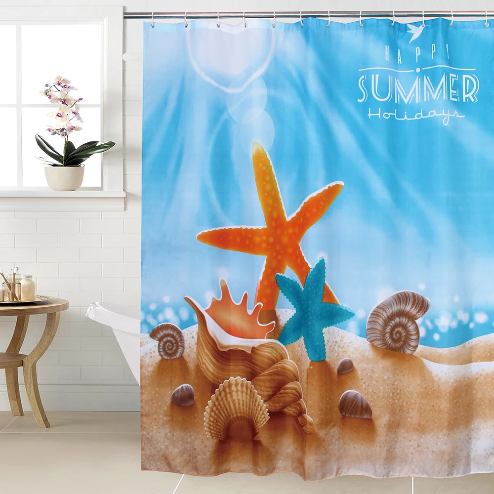 

Fabric polyester Summer holiday seastar waterproof shower curtain thicken shower curtain bathroom curtain, 180 cm * 180 cm