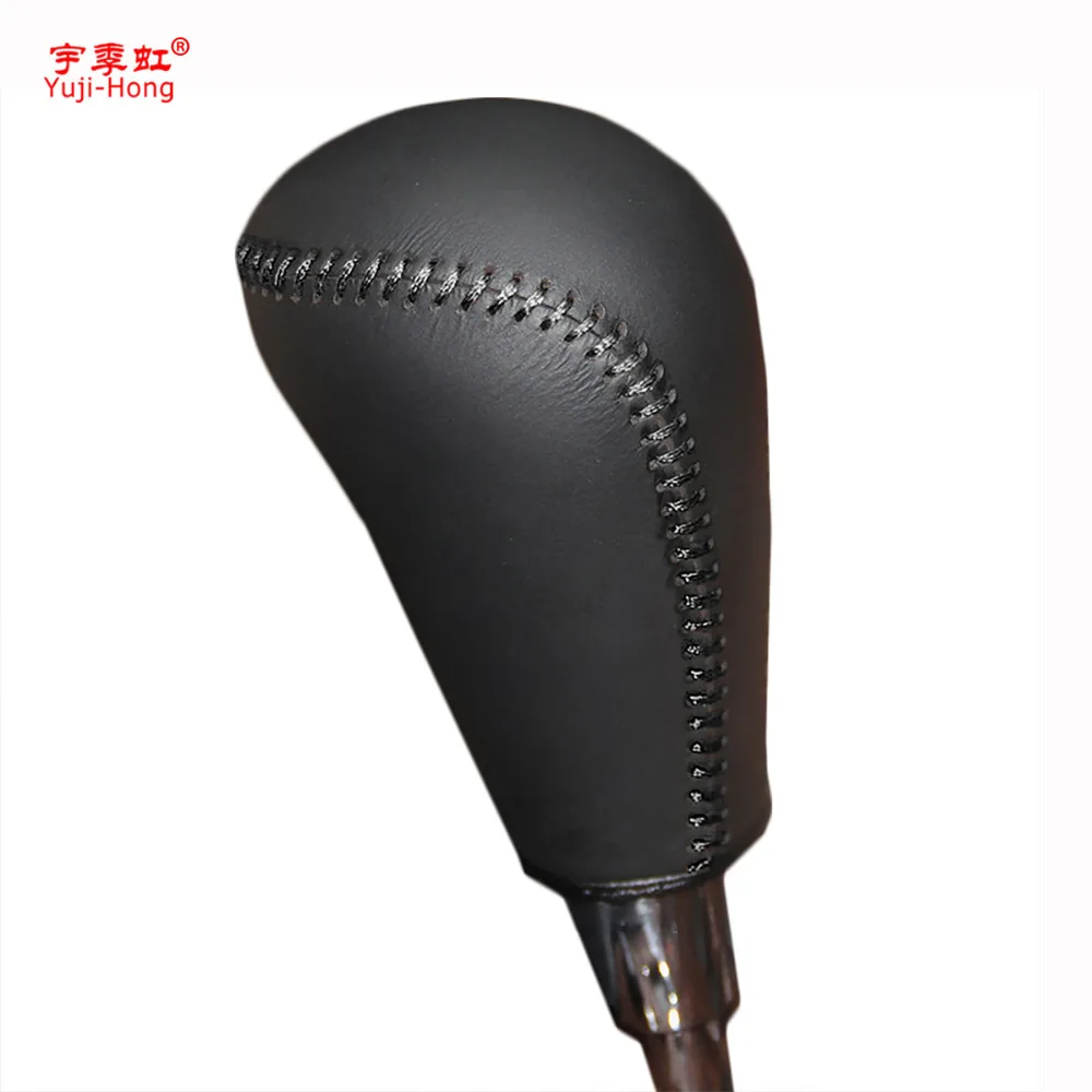 

Yuji-Hong Car Gear Covers for Toyota Fortuner 2015 Automatic Shift Collars Genuine Leather Cover Hand-stitched Black/Red lines