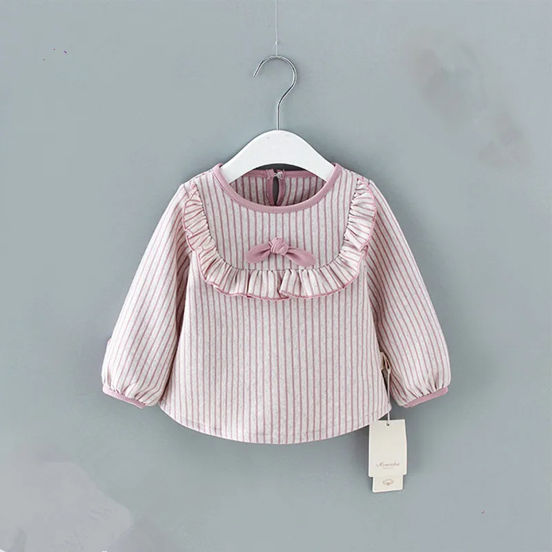 

Baby Girls Shirt Long Sleeve Striped Shirts for Girls Tops Cotton Children Clothes 0-2Y