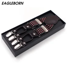 Модные подтяжки из кожи, 6 зажимы подтяжек, мужские винтажные повседневные брюки на подтяжках, брюки на ремешке, подарок для папы/сына 3,5*125 см