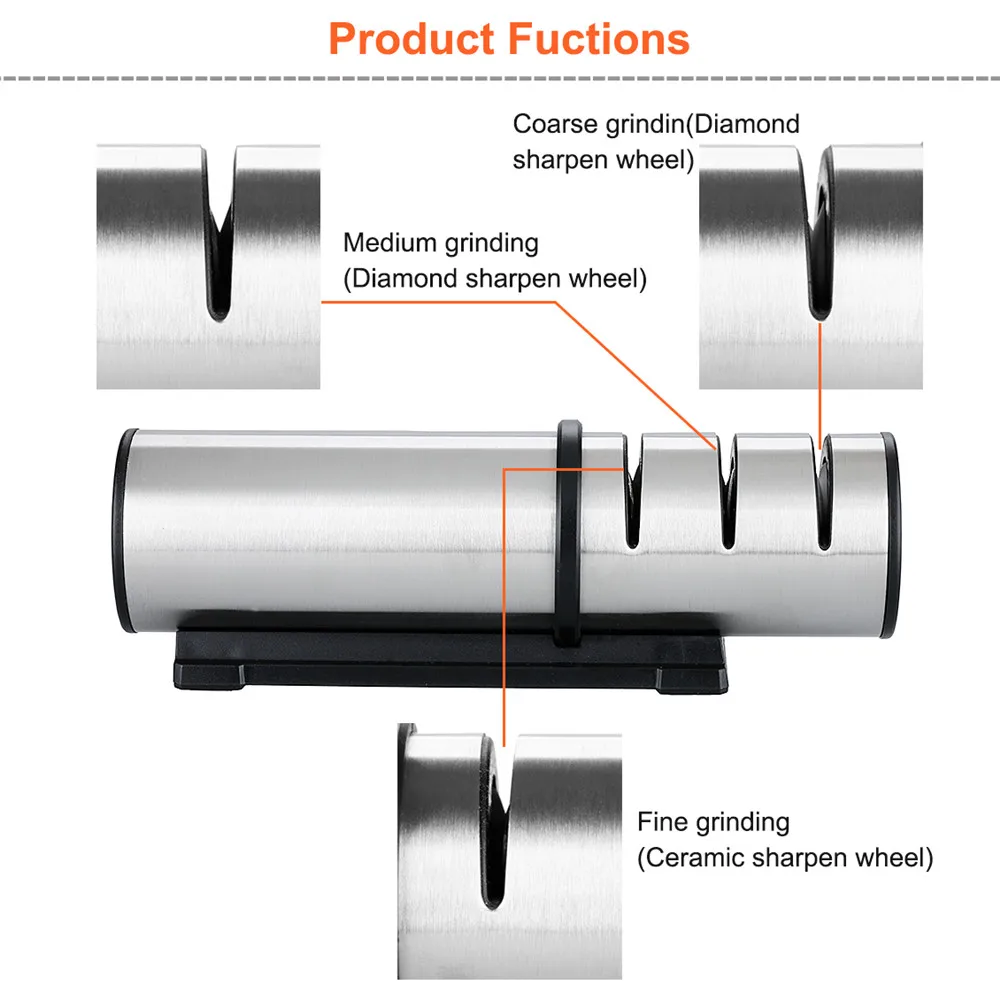GRINDER Best selling T1202DC Kitchen Knife Sharpener Stainless Three Grinding Stages Household Kitchen Sharpening Tools 2